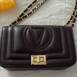 Valentino Dark Red Leather Crossbody Bag